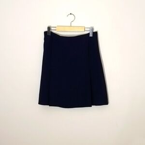 Mexx| Navy Blue Box Pleated Back Zippered Mini Skirt With Slip